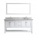 Julianna 72" Double Bathroom Vanity in White with Marble Top and Square Sink with Polished Chrome Faucet and Mirror - B07D3Z4MLG